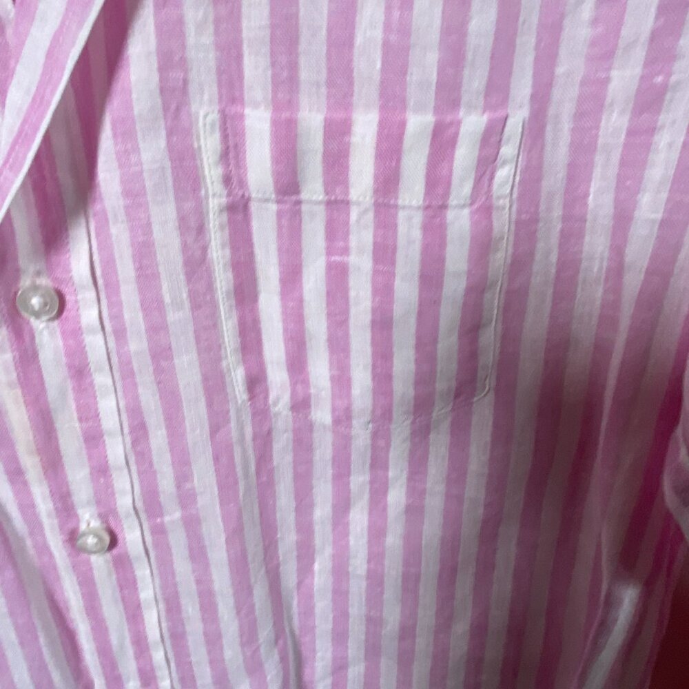 Frank & Eileen Barry Pink & White Striped Button-Down Shirt | Size Small - Picture 5 of 9